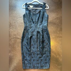 Michael Kors - made in Italy Black/ Blue mosaic metallic sheath Dress- size 10